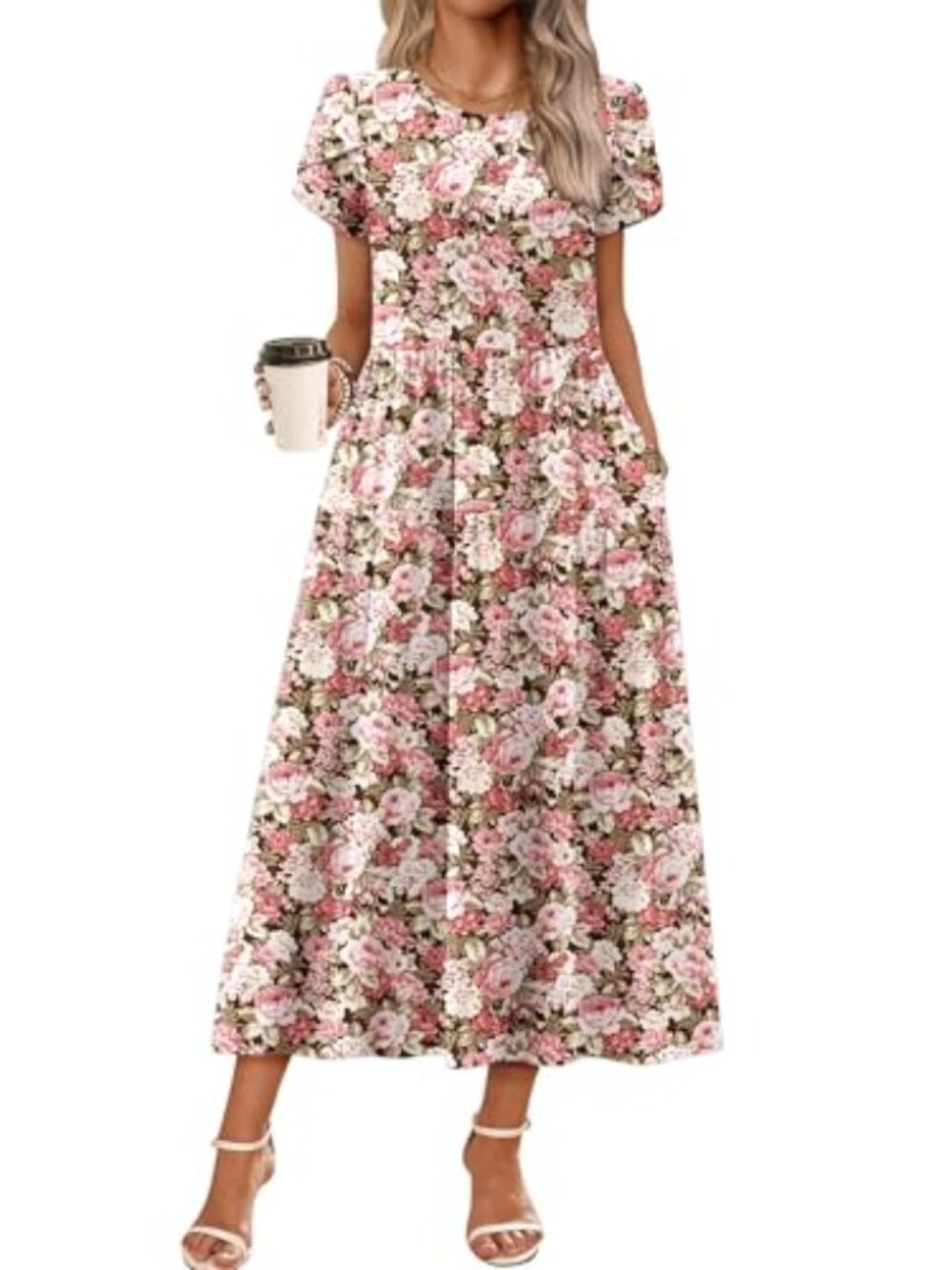 🆕 Womens Summer Dress Bohemian Floral Short Sleeve A Line Long Maxi Beach